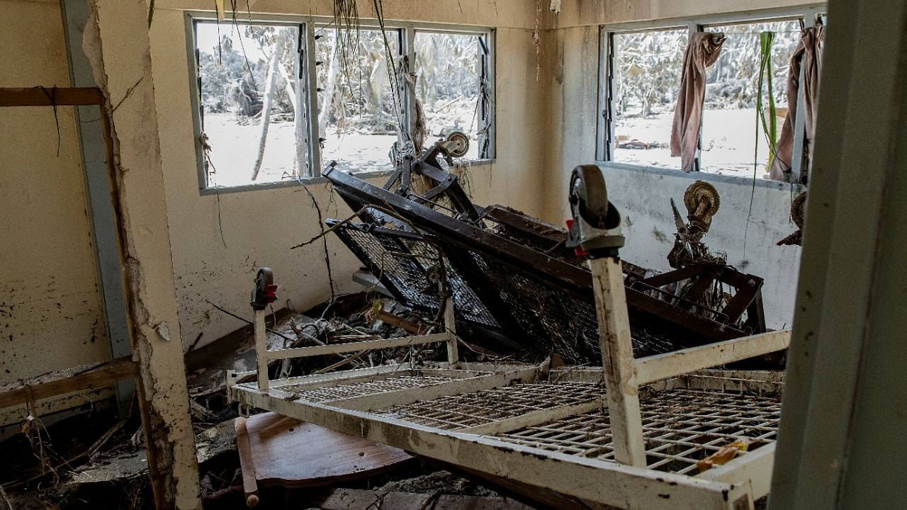 A general view shows the inside of a damaged building following volcanic eruption and tsunami in Nomuka, Tonga. Credit: Reuters Photo
