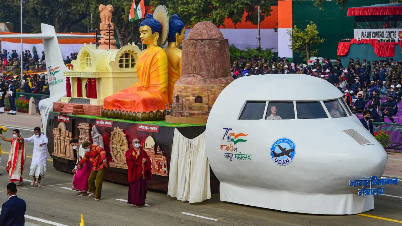 A tableau of Ministry of Civil Aviation during the Republic Day Parade. Credit: PTI Photo