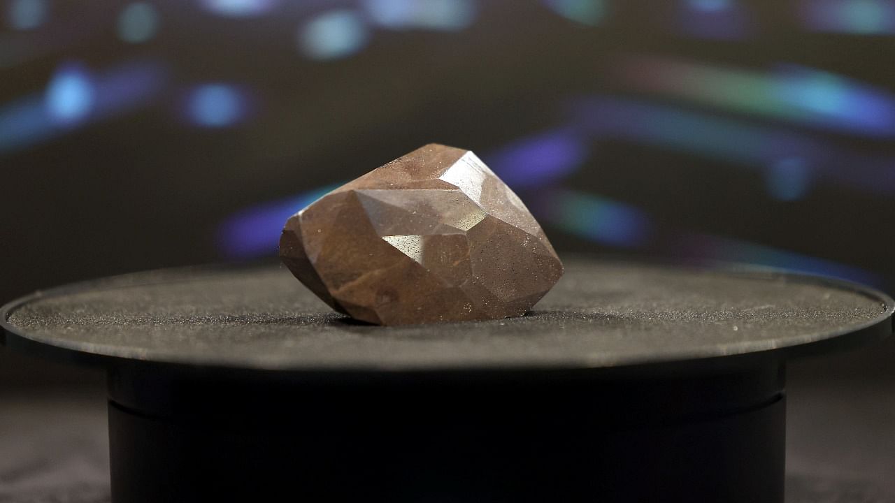A file photo of 'The Enigma', a 555.55 carat black diamond. Credit: AFP Photo