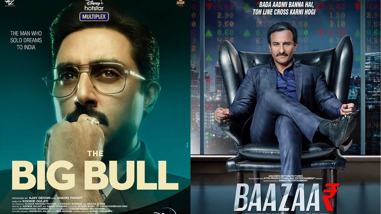 Abhishek Bachchan played a stockbroker in 'The Big Bull' while Saif played the antagonist in 'Baazaar'. Credit: IMDb/IMDb