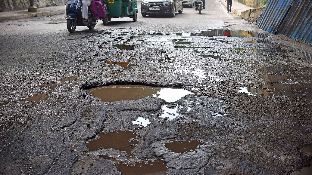 The BBMP claimed that almost all potholes in the city have been filled. Credit: DH File Photo/Pushkar V