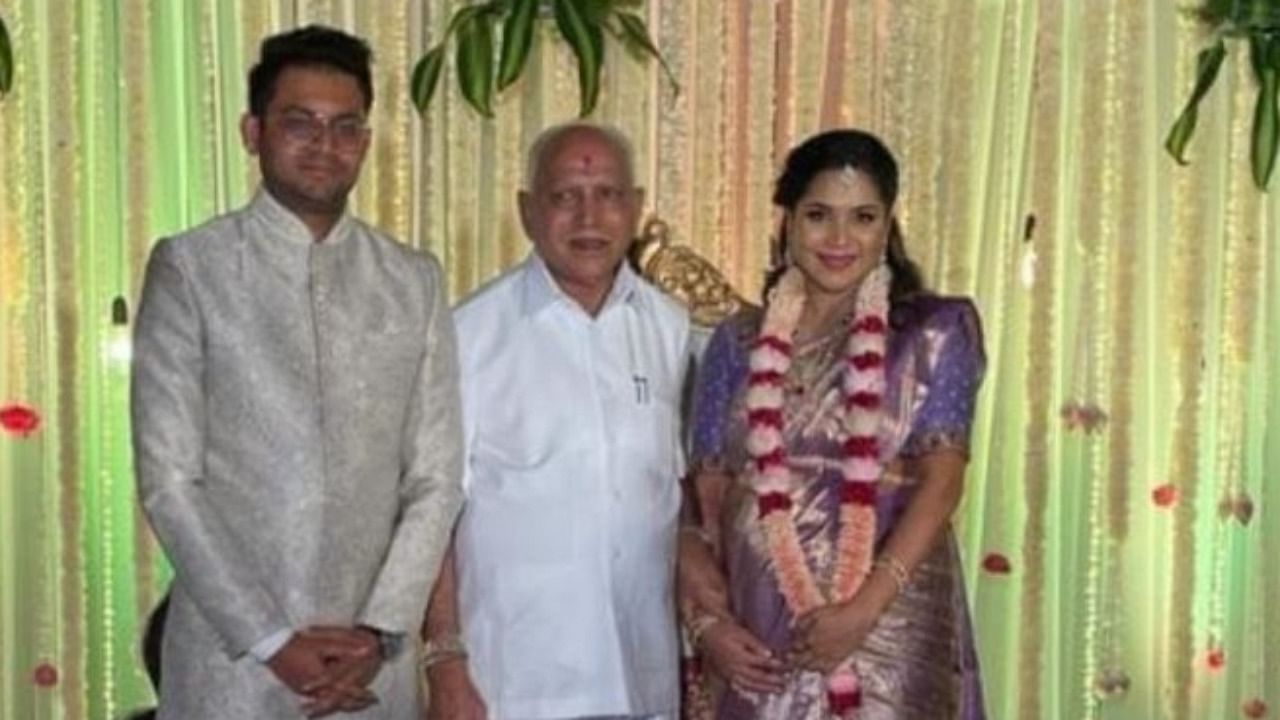 Yediyurappa with her granddaughter and her husband. Credit: Police dept
