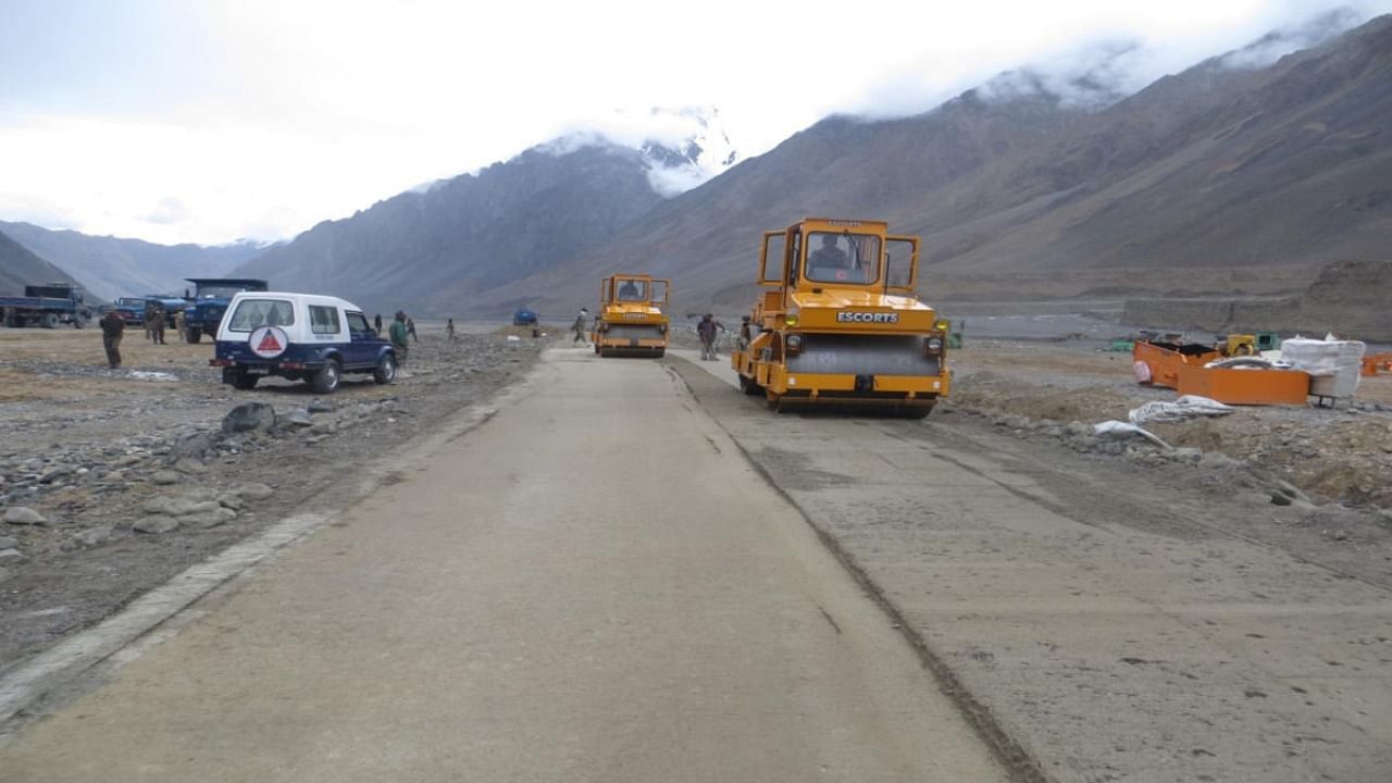 Infrastructure projects under way in Ladakh. Credit: DH File Photo