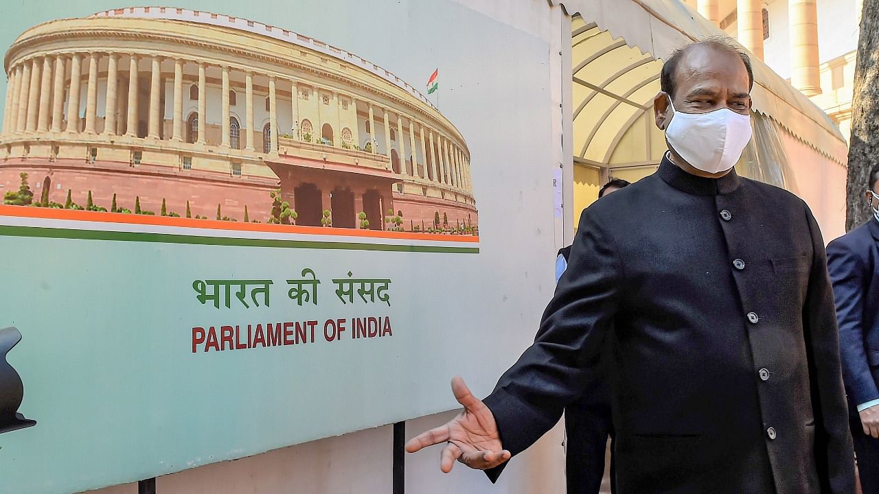 Lok Sabha Speaker Om Birla during an inspection ahead of Budget Session of Parliament, in New Delhi, Friday. Credit: PTI File Photo