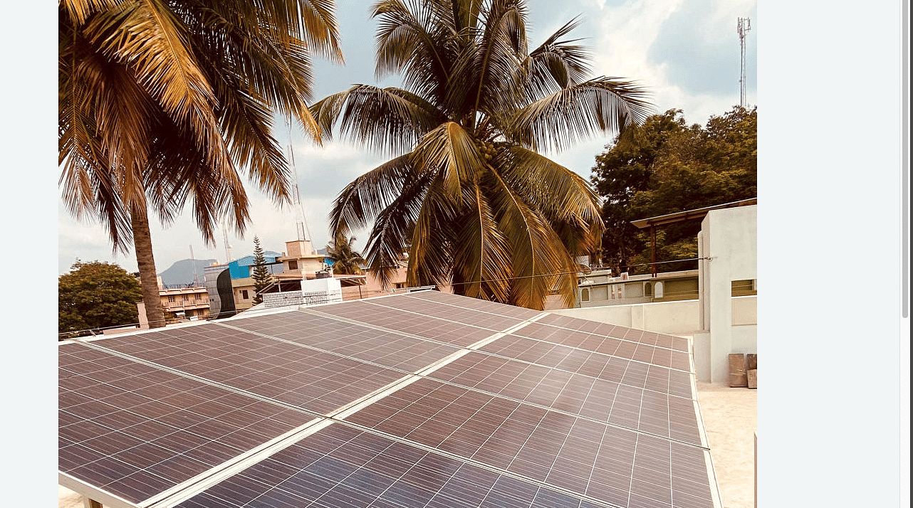 Rooftop solar panel in Tumakuru. Credit: DHPhoto/ B H Shivakumar