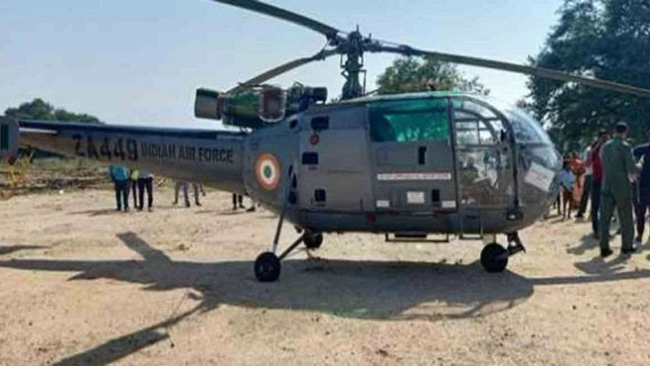 The helicopter from Air Force Academy Hakimpet on the outskirts of Hyderabad was on a training sortie when it developed some technical glitch. Credit: IANS Photo