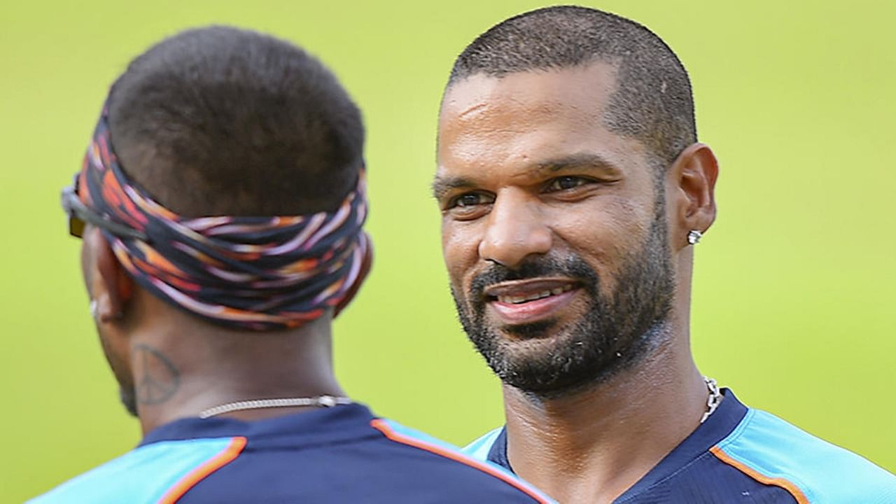 Shikhar Dhawan and other players during a practice session. Credit: PTI Photo