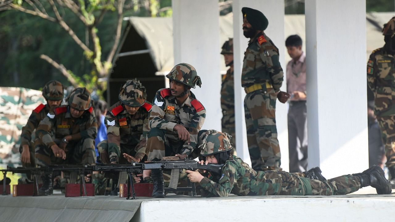 Afghan women cadets undertake shooting practice in a training session with Indian Army. Credit: AFP File Photo