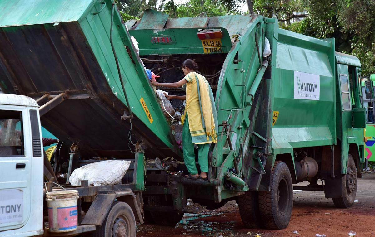 A vehicle used for garbage collection in Mangaluru.
