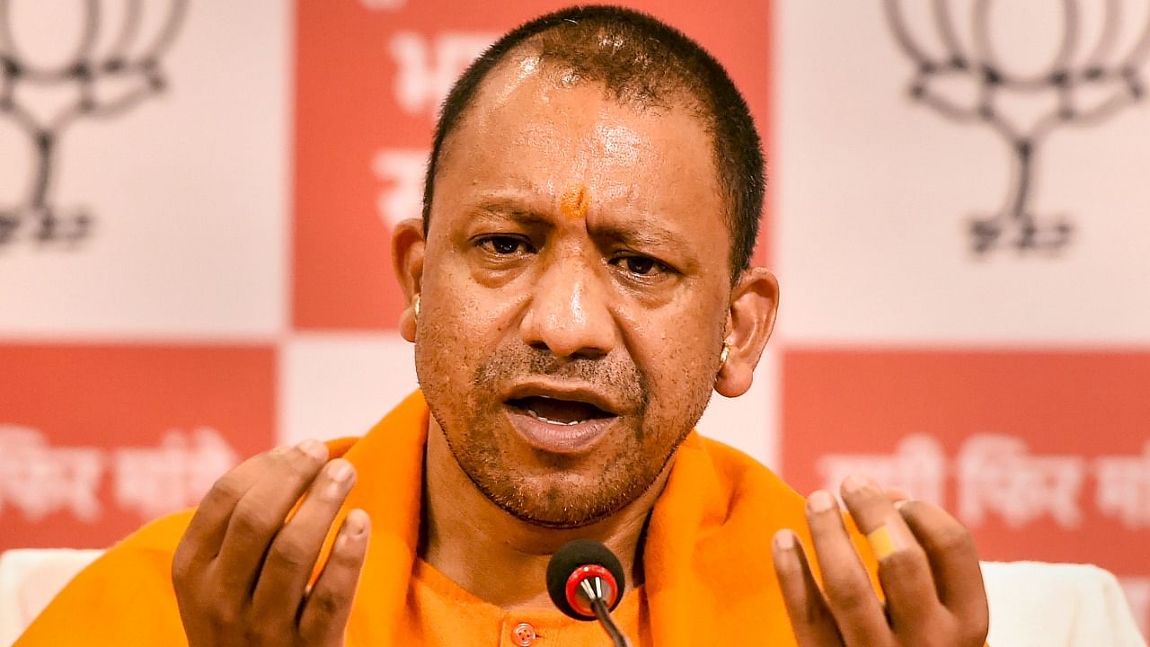 Uttar Pradesh Chief Minister Yogi Adityanath addresses a press conference at the BJP office, in Lucknow. Credit: PTI File Photo