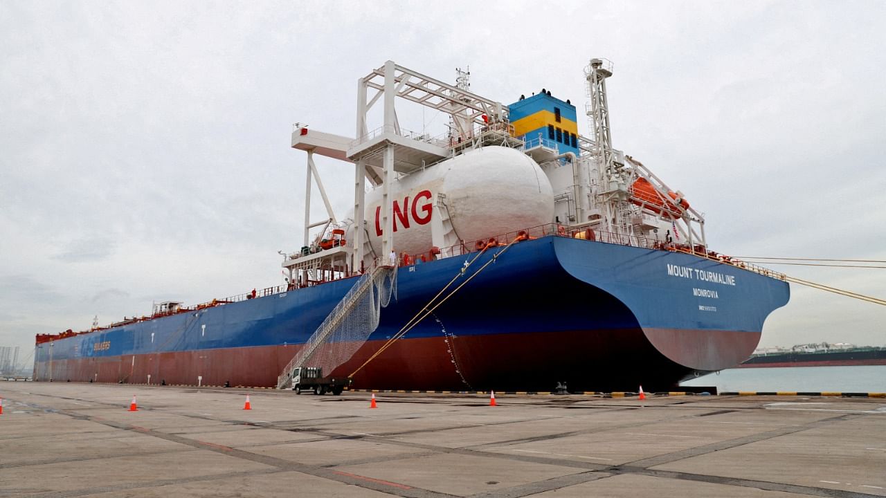 Mount Tourmaline, world's first LNG-powered dry bulk vessel, is moored at Jurong Port in Singapore. Credit: Reuters File Photo