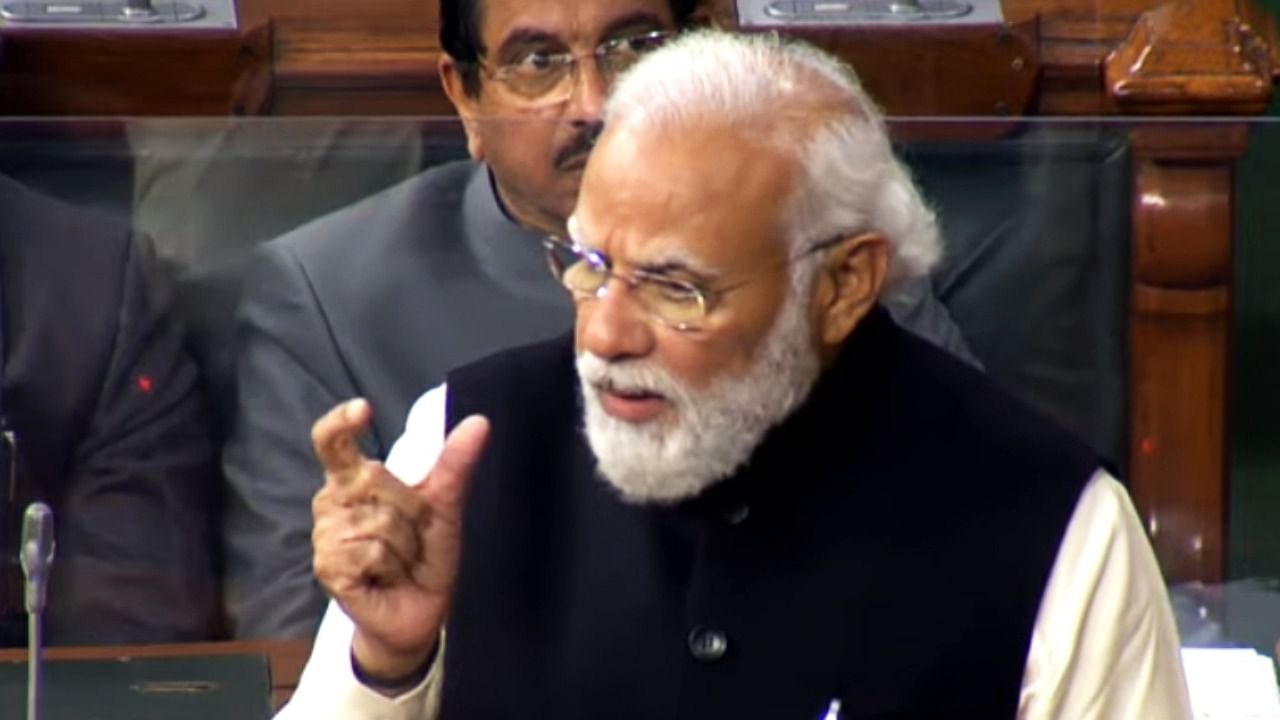 PM Narendra Modi in Lok Sabha during the Budget session of Parliament. Credit: IANS Photo