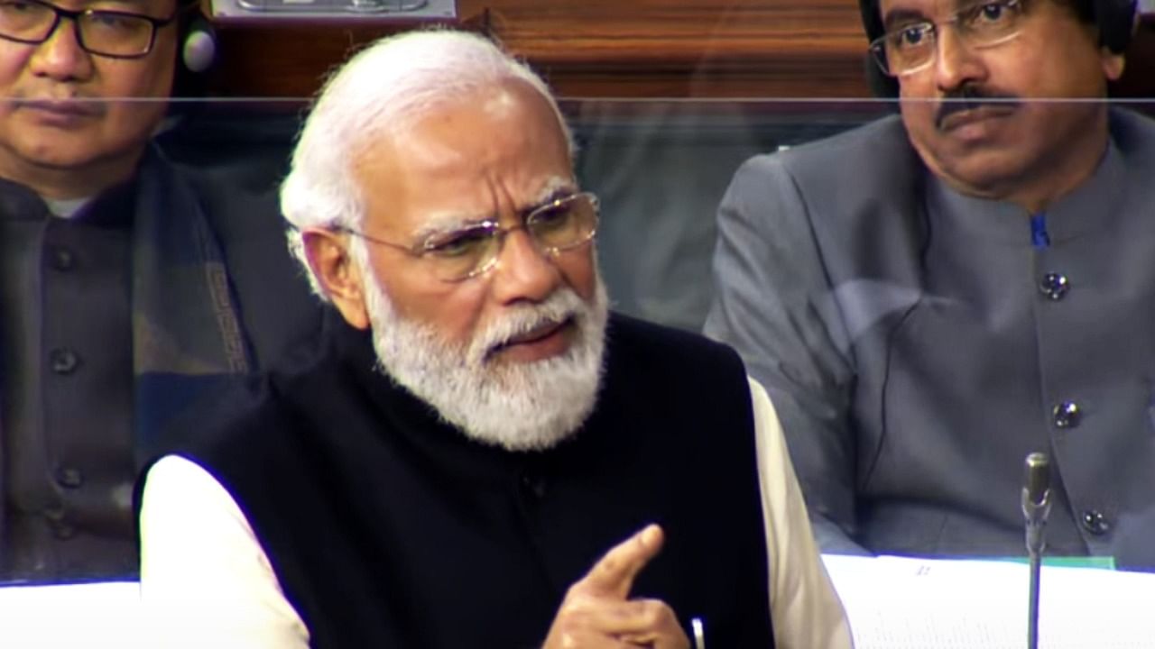 Prime Minister Narendra Modi at Lok Sabha during the Budget Session of Parliament. Credit: IANS Photo