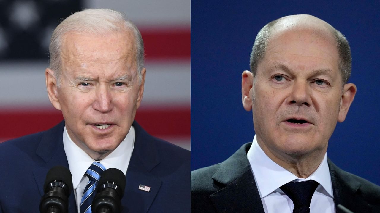 US President Joe Biden (L) and German Chancellor Olaf Scholz will meet at the White House on February 7. Credit: AFP File Photos