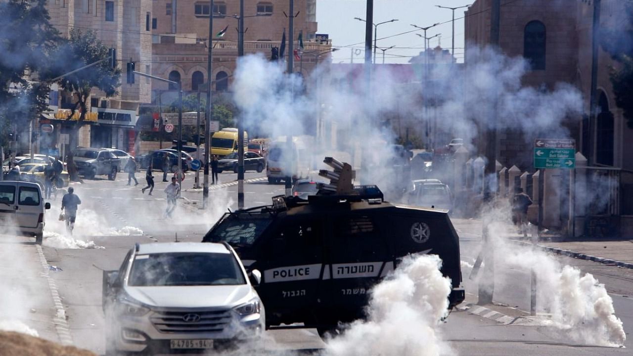 Israeli security forces fire use teargas to scatter Palestinian protestors in the West Bank city of Bethlehem. Credit: AFP file photo