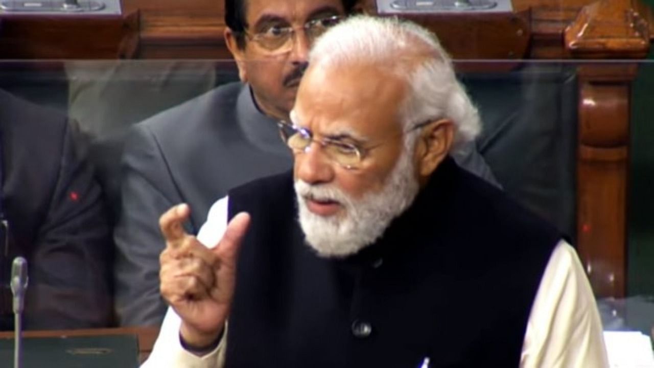 PM Narendra Modi in Lok Sabha during the Budget session of Parliament. Credit: IANS Photo 