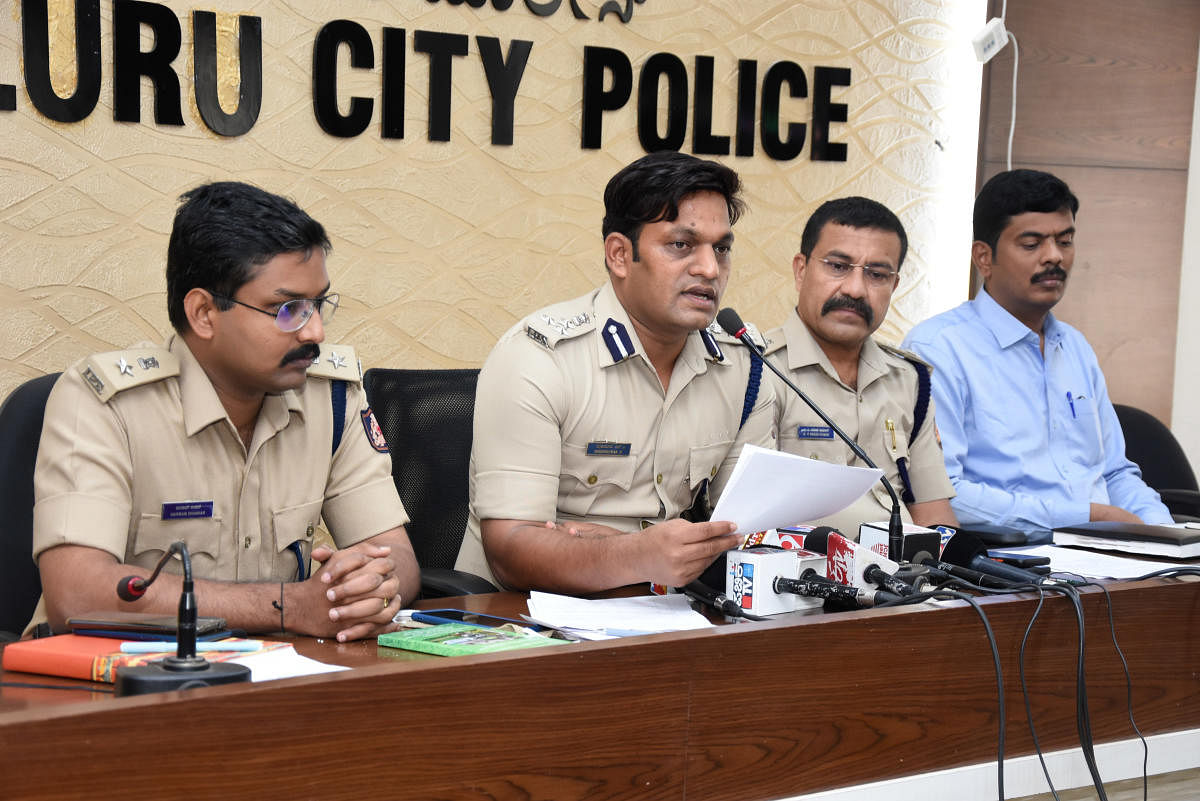 City Police Commissioner N Shashi Kumar speaks to reporters in Mangaluru. DH Photo