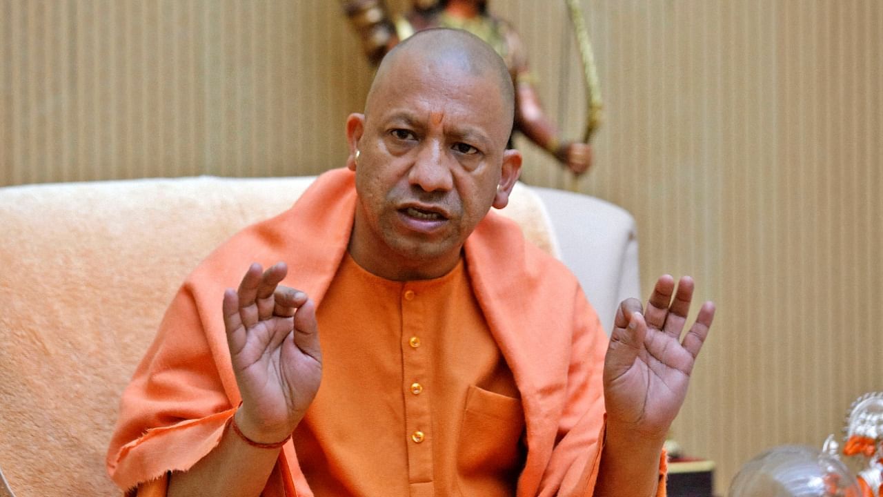 Yogi Adityanath, Chief Minister of the northern state of Uttar Pradesh, gestures during an interview with Reuters at his official residence in Lucknow, India, February 7, 2022. Credit: Reuters File Photo