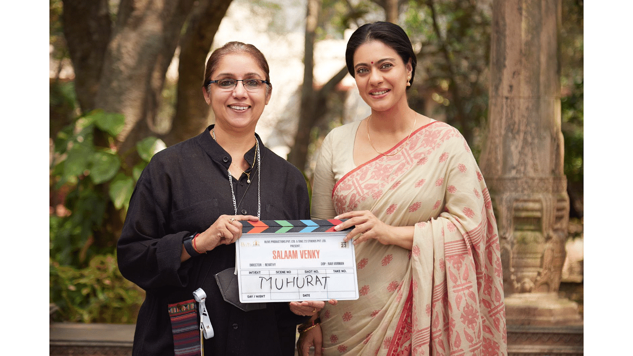 Revathy and Kajol on the sets of their new movie. Credit: PR Handout