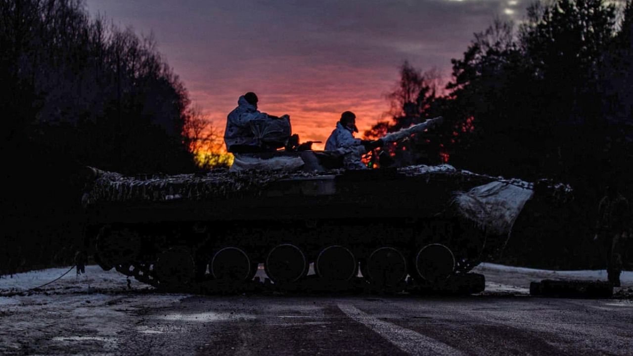 General Staff of the Armed Forces of Ukraine shows Ukrainian servicemen making 200-kilometres day-night-day march as part of combat training in Chernihiv region. Credit: AFP Photo