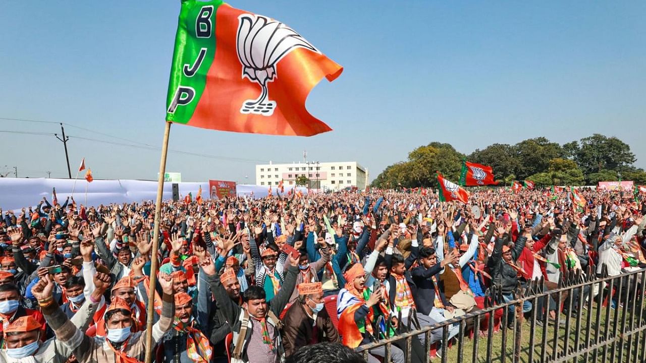 BJP supporters at a party rally. Credit: PTI Photo