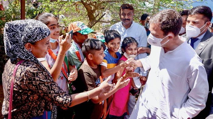 Rahul Gandhi interacts with supporters in Goa. Credit: PTI Photo