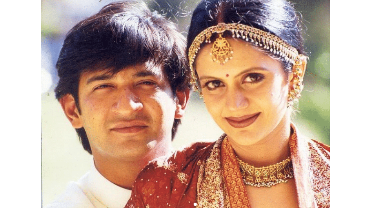 Raj Kaushal and Mandira during their wedding. Credit: Instagram/mandirabedi