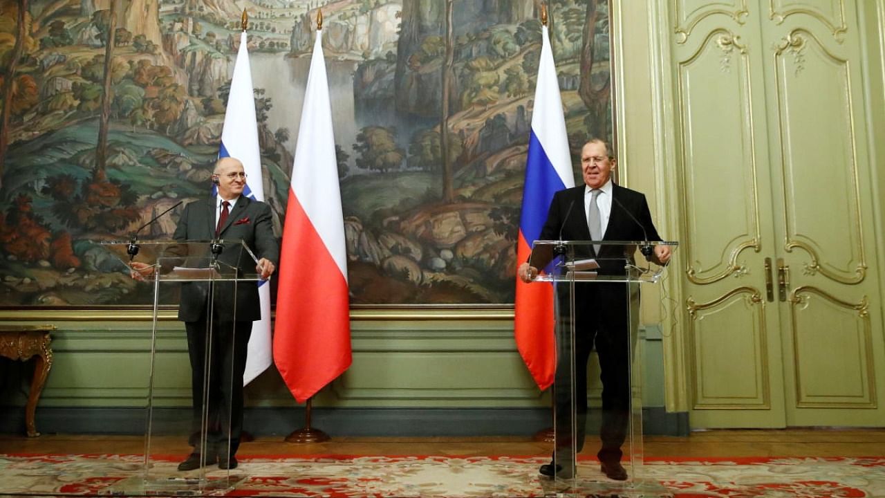 Russian Foreign Minister Sergei Lavrov meets his Polish counterpart Zbigniew Rau in Moscow. Credit: Reuters photo