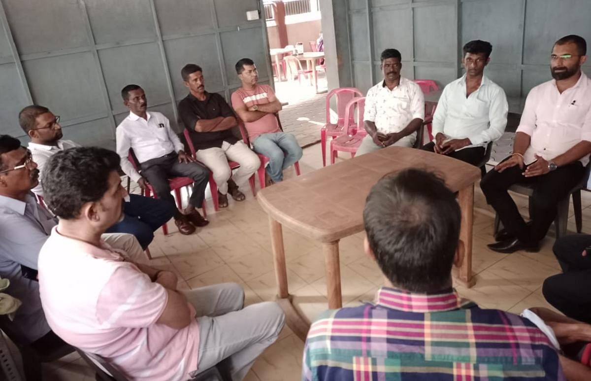 Members of Surathkal Toll Gate Virodhi Samiti at a meeting on Wednesday.