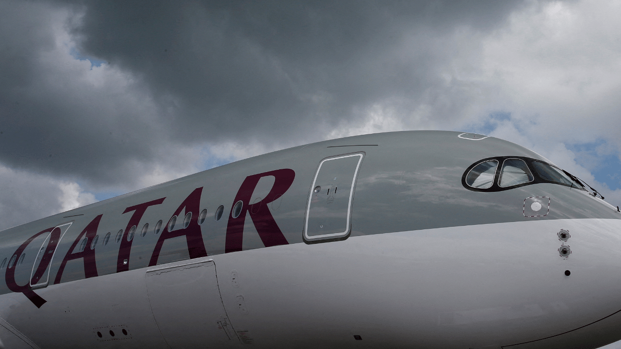 A Qatar Airways Airbus A350 XWB aircraft is displayed at the Singapore Airshow at Changi Exhibition Center. Credit: Reuters Photo