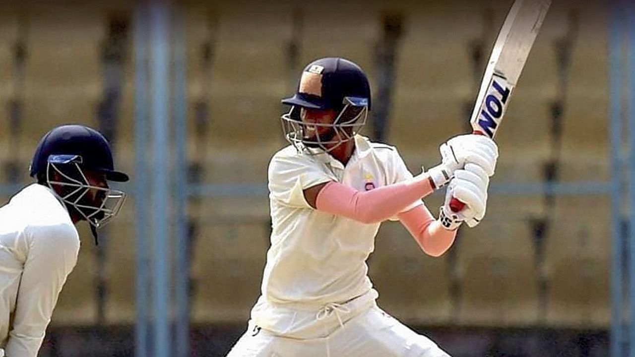 Delhi batter Yash Dhull scored a century on his first-class debut in the ongoing Ranji Trophy Elite Group H cricket match against Tamil Nadu. Credit: PTI Photo