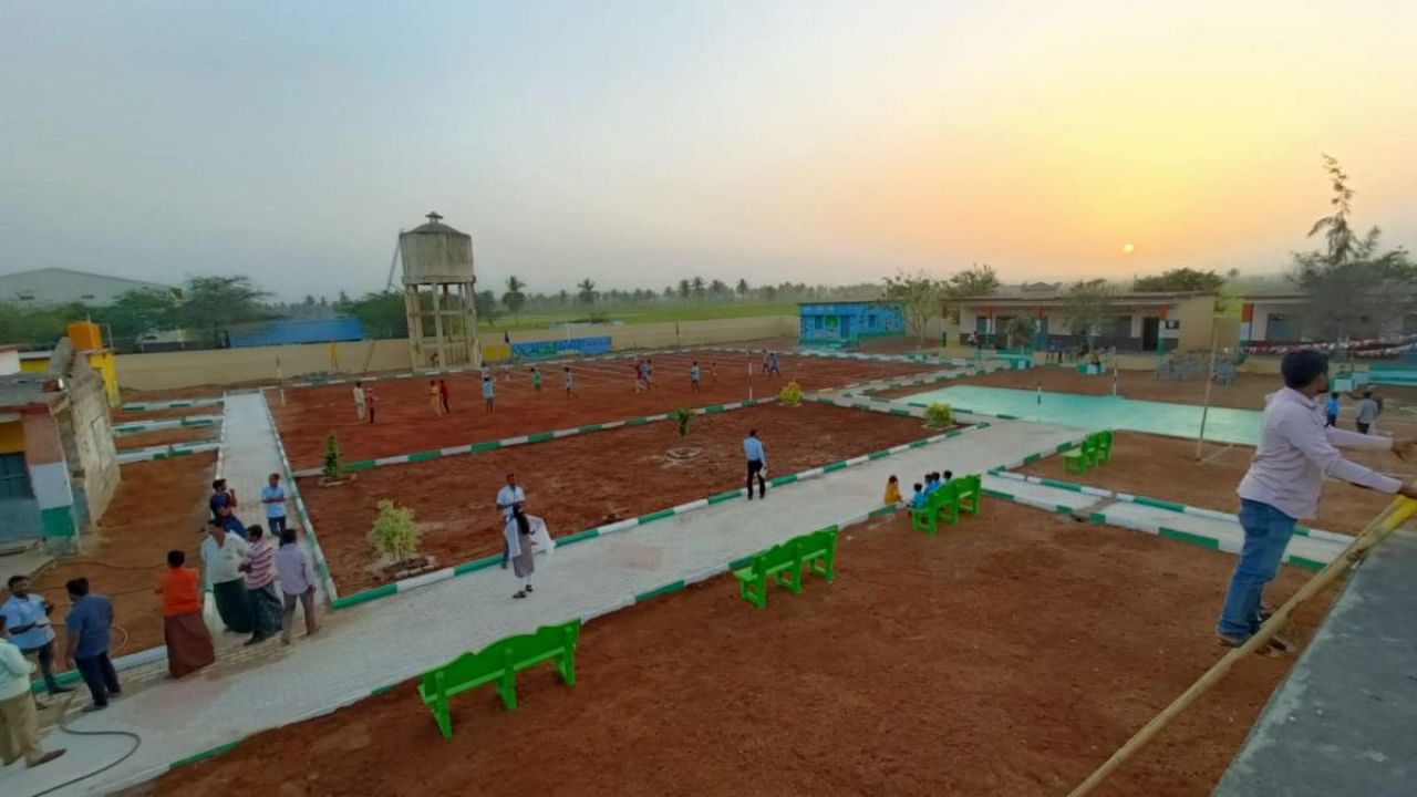New playgrounds, basketball courts and laboratories are all part of the transformation underway at a few government schools in Koppal district. Photos by N Vijaya