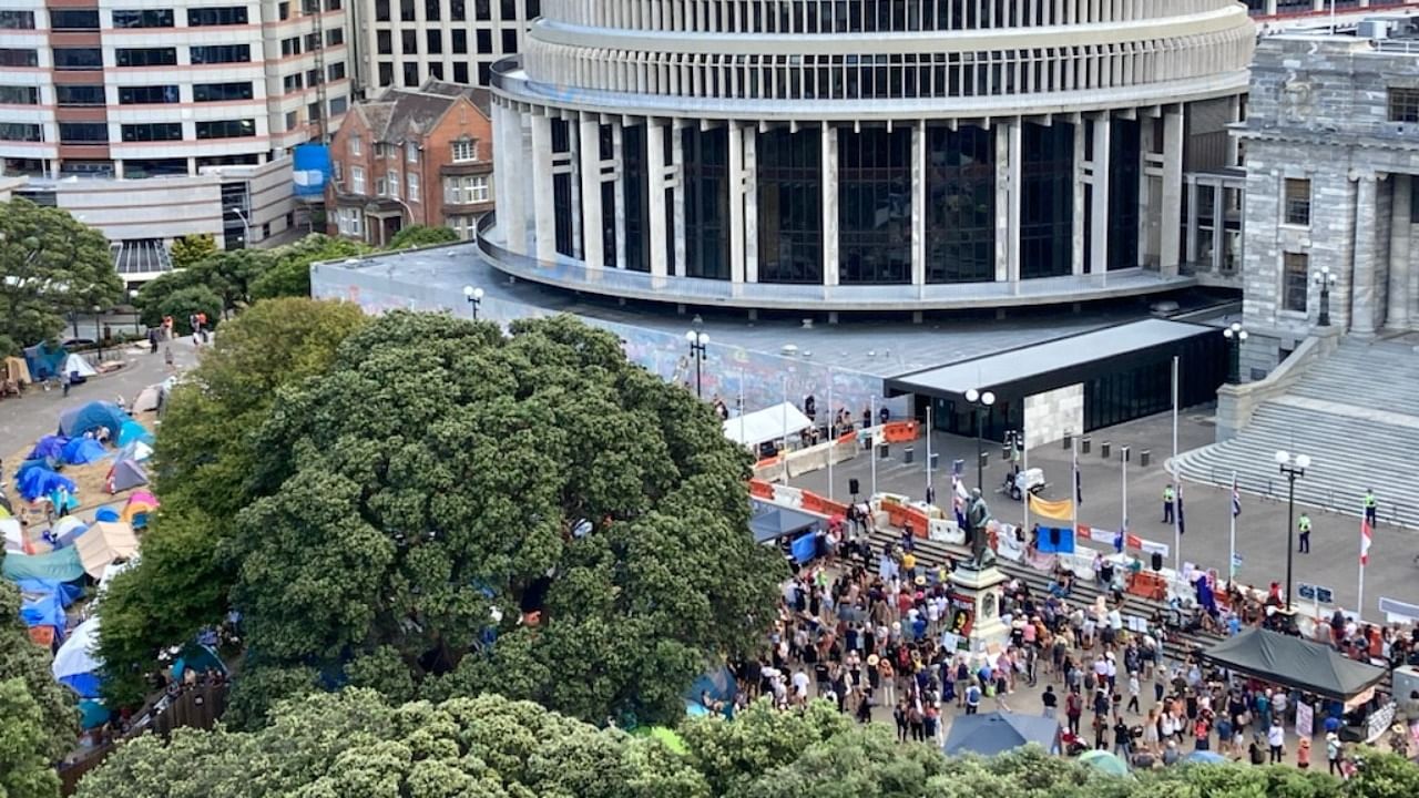 The protests in Wellington swelled following the Canadian truckers' movement. Credit: Reuters Photo