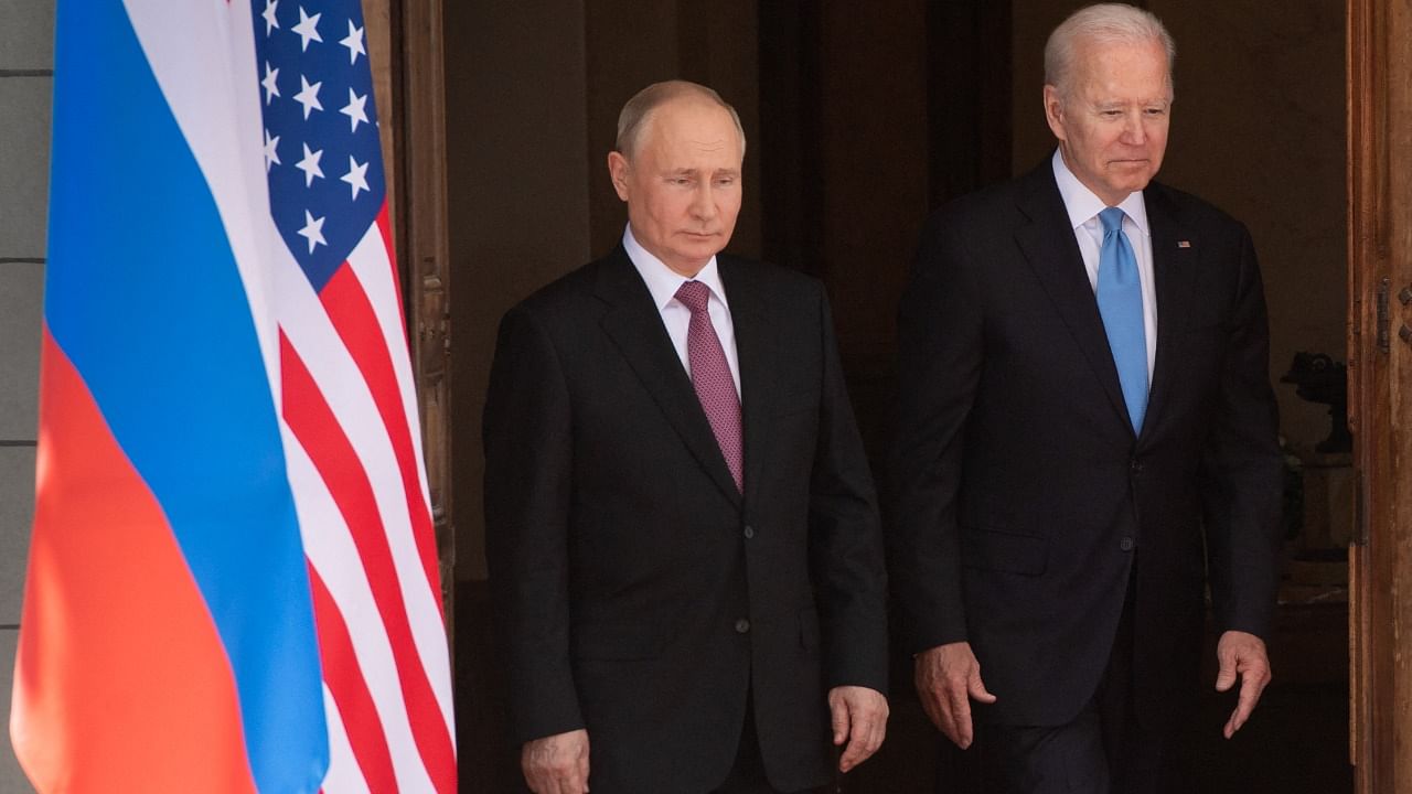 US President Joe Biden and Russian President Vladimir Putin. Credit: AFP File Photo