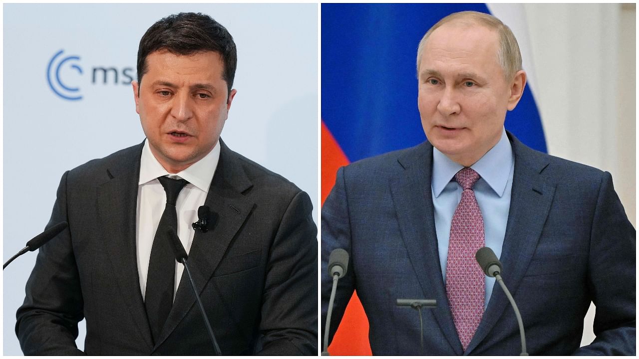 Ukrainian President Volodymyr Zelenskyy and his Russian counterpart Vladimir Putin. Credit: AFP Photo/AP Photo