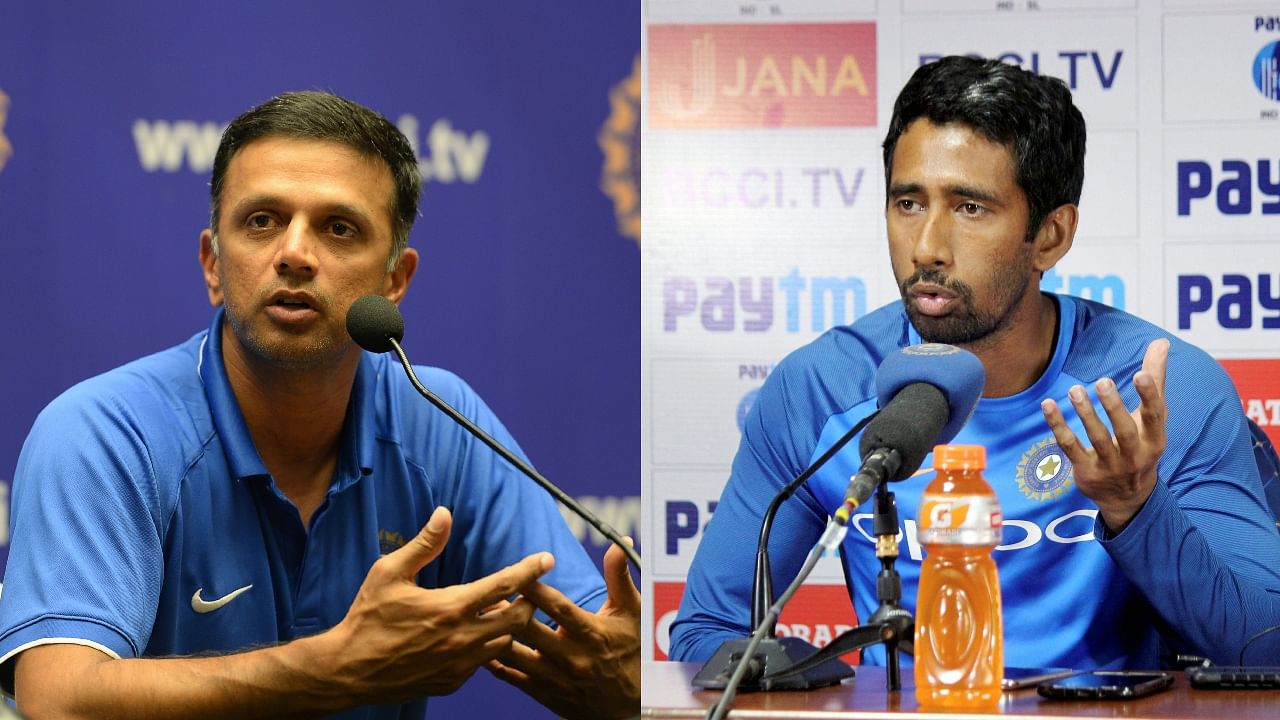 India head coach Rahul Dravid (L) and wicket-keeper Wriddhiman Saha. Credit: PTI, AFP File Photos