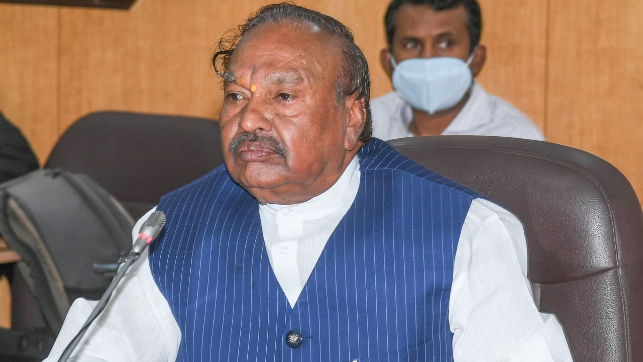 Minister for Panchayat Raj and Rural Development KS Eshwarappa. Credit: DH File Photo