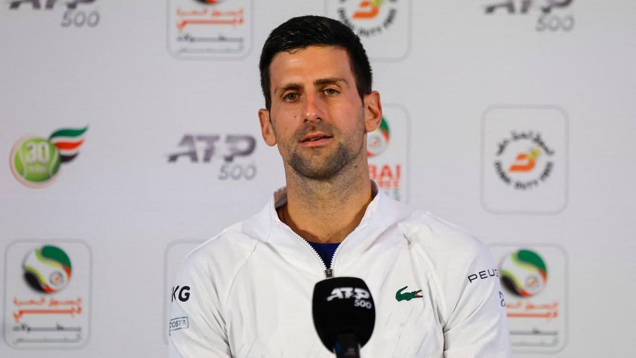 Serbian Tennis player Novak Djokovic at a press conference ahead of the ATP Dubai Duty Free Tennis Championship in the Gulf emirate of Dubai. Credit: AFP Photo