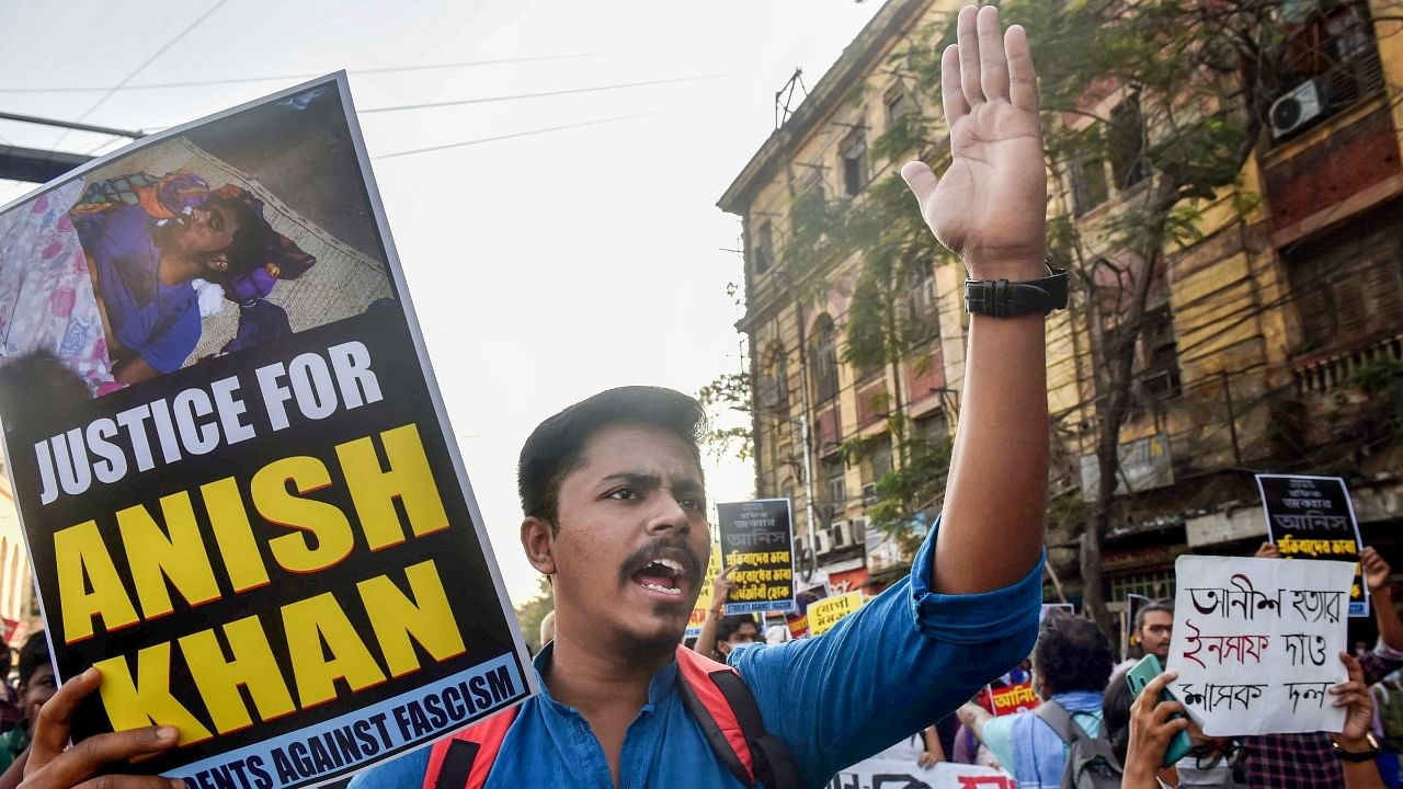 Activists protest, seeking action in the murder case. Credit: PTI Photo