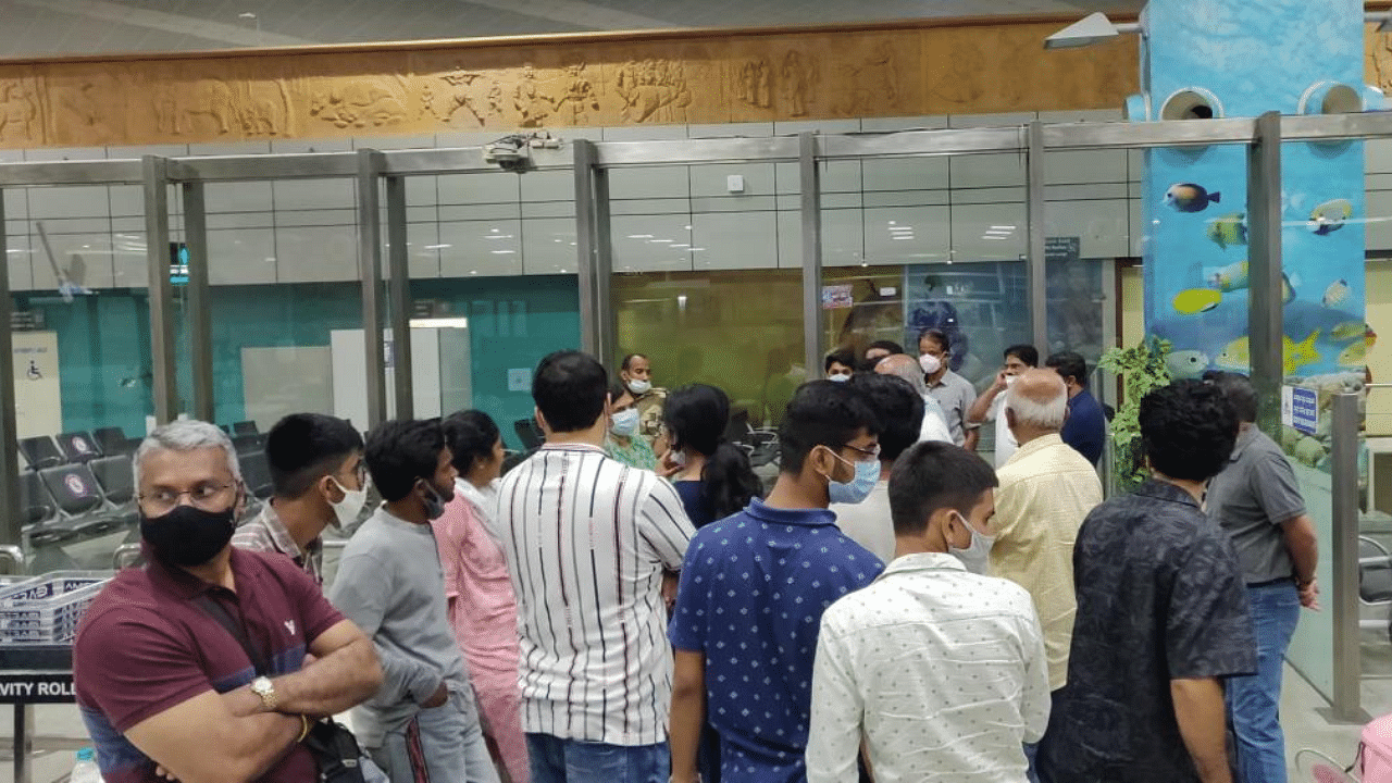 With Mumbai bound Go First flight's departure delayed by 14 hours, passengers were stranded at Mangaluru International Airport (MIA) until the wee hours on Wednesday. Credit: DH Photo