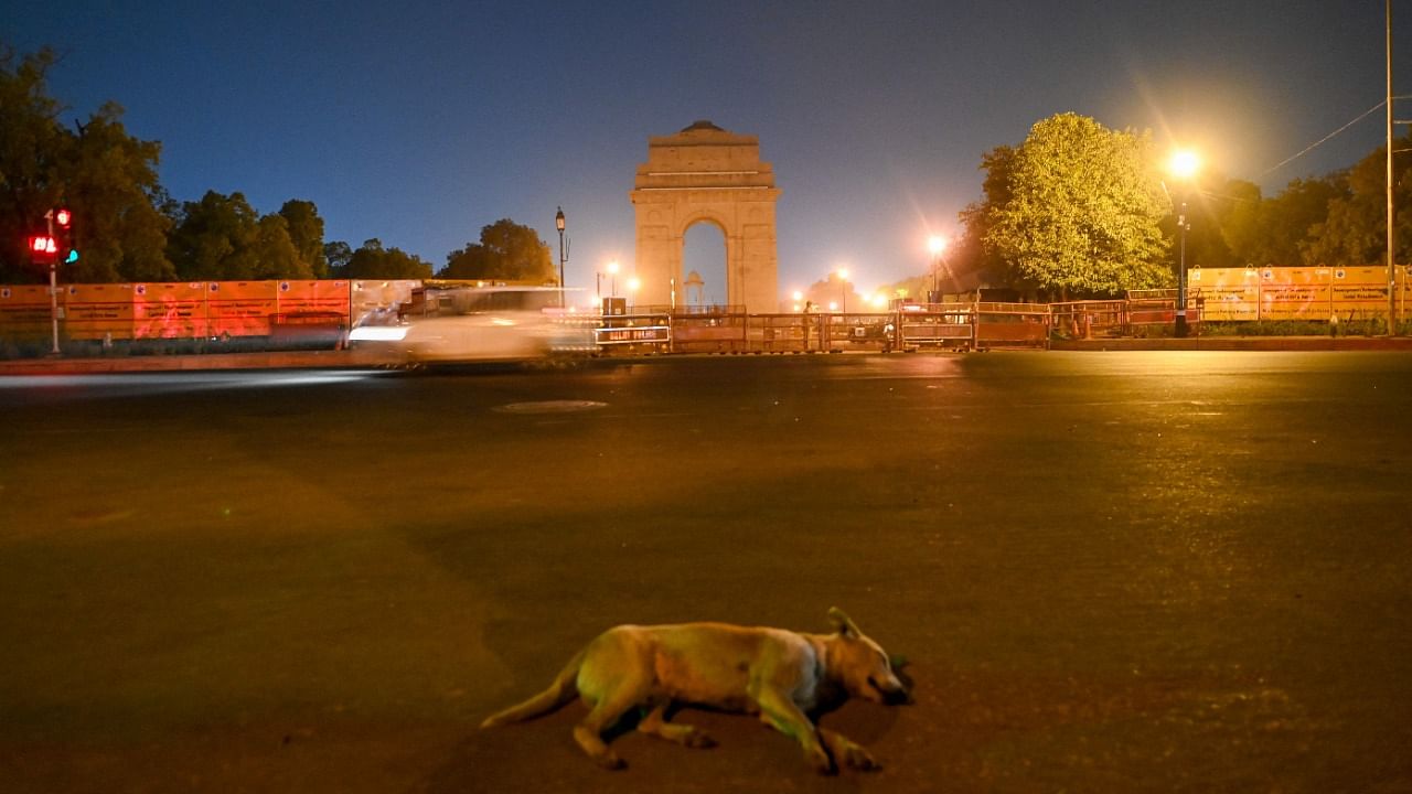 Delhi's deserted streets amid night curfew. Credit: AFP File Photo