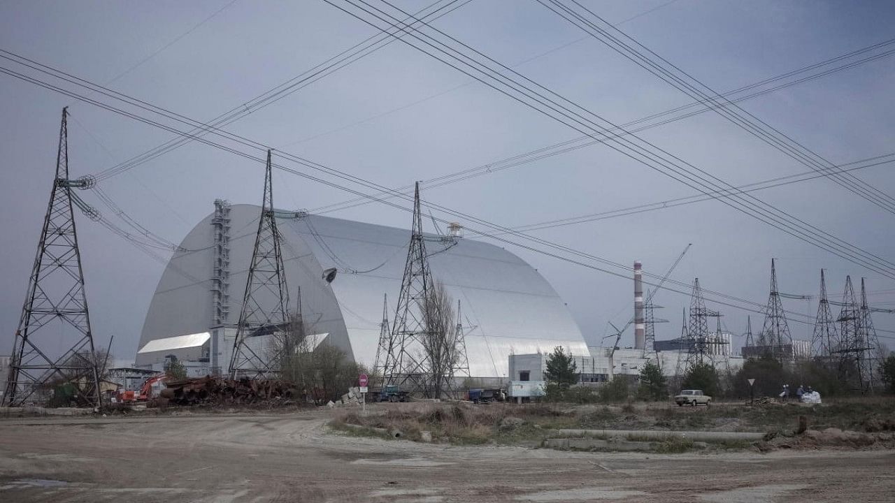 A general view shows a New Safe Confinement (NSC) structure over the old sarcophagus covering the damaged fourth reactor at the Chernobyl nuclear power plant. Credit: Reuters File Photo