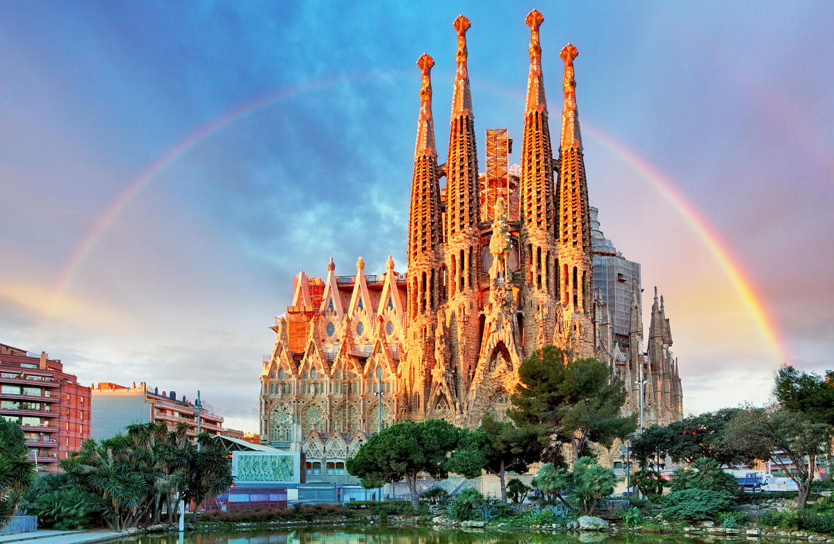 The famous Sagrada Familia church has been under construction for over a century. 