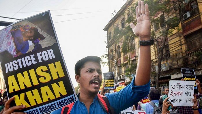 Activists protest, seeking action in the murder case of Anis Khan. Credit: PTI Photo