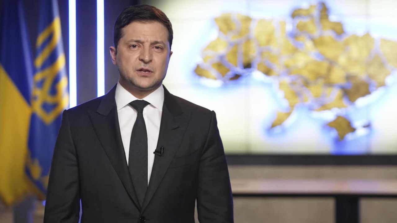 Zelenskyy declared martial law, saying Russia has targeted Ukraine's military infrastructure. He urged Ukrainians to stay home and not to panic. Credit: AP/PTI Photo