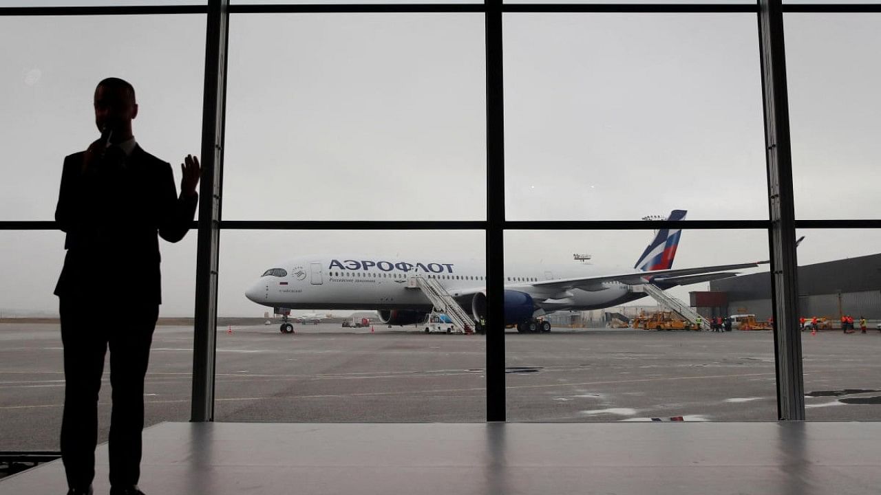 A view shows the first Airbus A350-900 aircraft of Russia's flagship airline Aeroflot. Credit: Reuters Photo