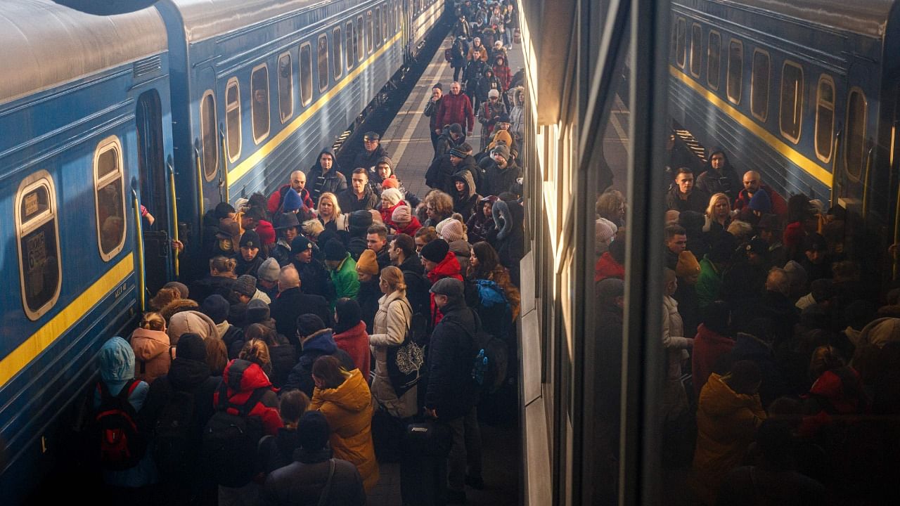 People in Ukraine are scrambling to get out of the country in the wake of Russian invasion. Credit: AFP Photo