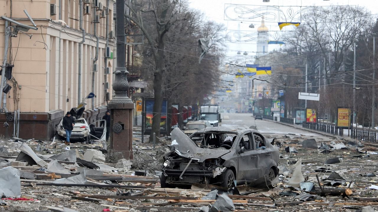 Russia laid waste to the regional administration building in Kharkiv. Credit: Reuters Photo