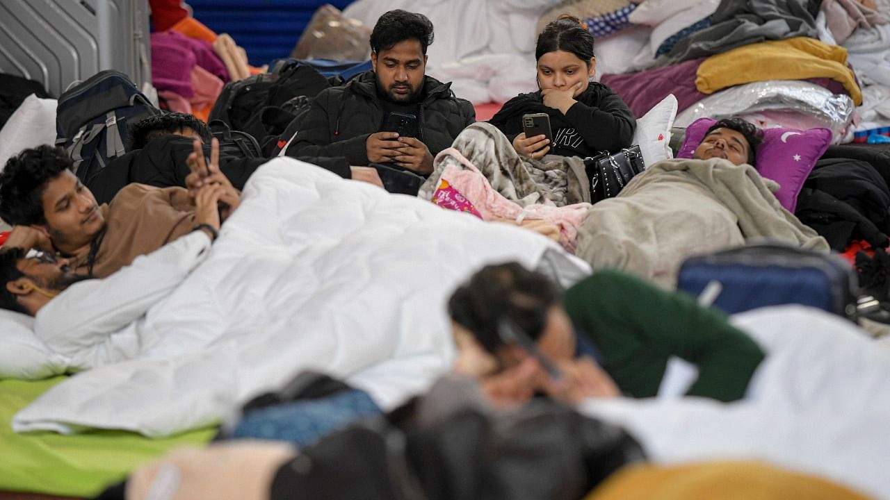 Students that fled the conflict from neighbouring Ukraine rest in a refugee camp in Voluntari, Romania, Tuesday, March 1, 2022. Credit: AP/PTI Photo