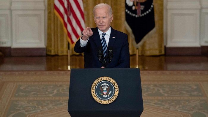 US President Joe Biden at a White House address. Credit: AFP File Photo